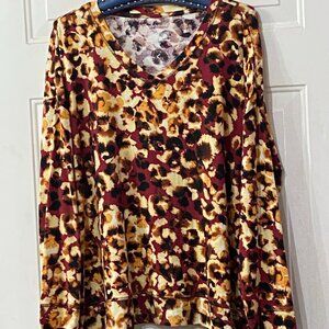 NEW Westbound Womens Knit Top Blouse Long Sleeve Multi Floral Sz XL Fit Sz 1X/2X